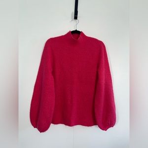 Rachel Roy Pink Puff-Sleeve Turtleneck Sweater